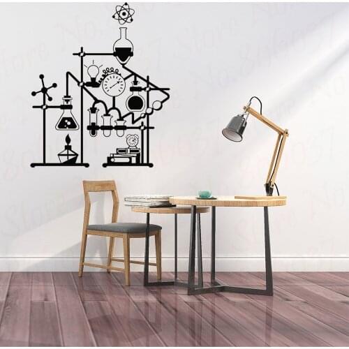 Science Experiment Wall Decal Vinyl Laboratory Wall Stickers Chemistry School Living Room Decoration Removable Wallpaper PW658