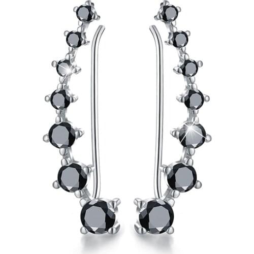 New 925 Sterling Silver Jewelry Engagement Drop Earrings For Women Black Spinel Female Earring Gift I294