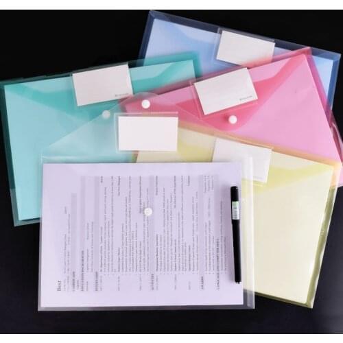 12pcs A4 Transparent PP File Folder Binder Waterproof File Holder Filing Envelope Business Document Organizer Office Supplies