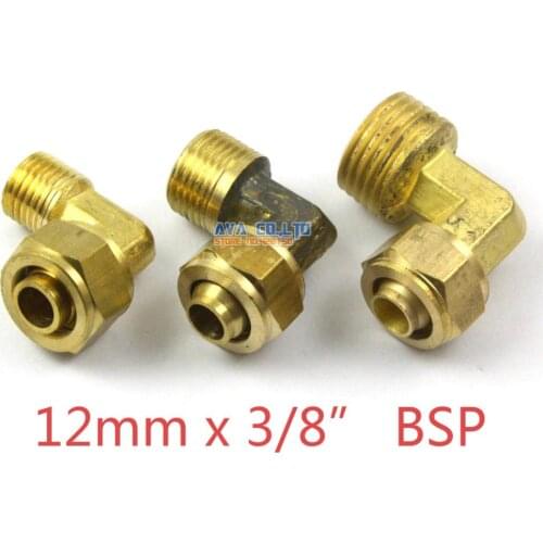 5 Pieces 12mm x 3/8" BSP Brass Elbow Pneumatic Pipe Hose Quick Coupler Connector Coupling Fitting
