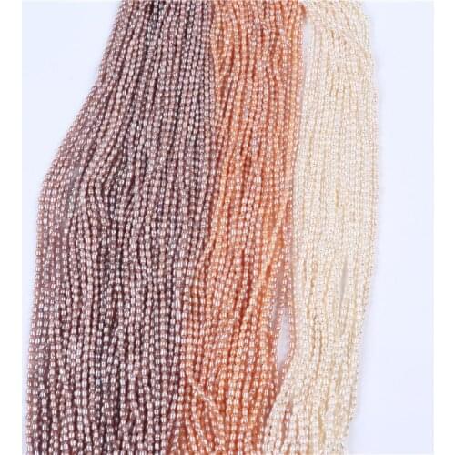 AA 2.5-3mm rice shape natural freshwater pearl strands for jewelry