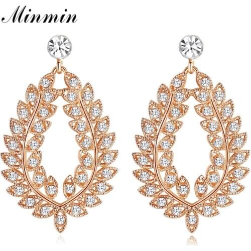 Minmin Luxury Teardrop Crystal Cirlcle Drop Earrings for Women Trendy Engagement Prom Jewelry Dangle Earrings for Brdial MEH1640
