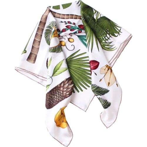 90cm Luxury Brand Women Twill Silk Scarf Headband Print Scarf New Fashion Big Square Scarf Ladies Accessories