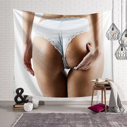 Sexy Artistic Woman Silk Mesh Panties Ass Poster Wall Carpet Canvas Painting Flags Banners Tapestry Hotel Cafe Home Decoration A
