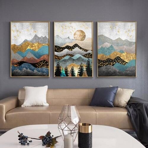 Modern Abstract Landscape Picture Home Decor Nordic Canvas Painting Wall Art Mountain Forest Print and Poster for Living Room