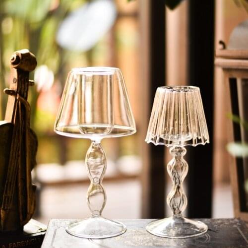 Glass Candle Holder RetroTable Lamp Candles Bar Party Home Decoration Weddin Ornaments Cafe Candlestick Candle Jar Decoração شمو
