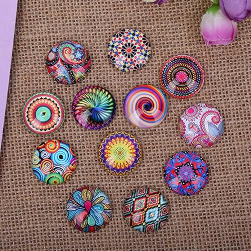8 10 12 14 16 18 20 25mm Random Mixed Retro Flowers Round Glass Cabochon Flatback Photo Base Tray Blank DIY Making Accessories