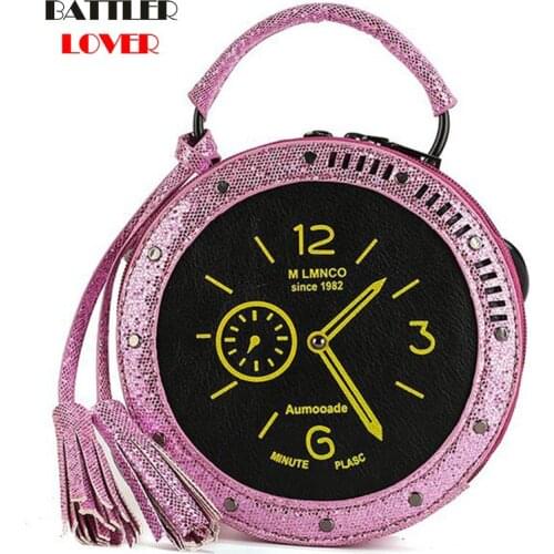 New Clock Handbags For Women 2021 New Trendy Circular Shapes Crossbody Bags For Female High Quality Shoulder Tote Ladies Fashion