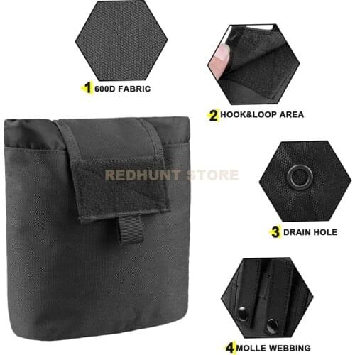 Tactical Dump Bag Molle Drawstring Magazine Dump Pouch Military Adjustable Folding Utility Hip Holster Bag Outdoor Mag Pouch