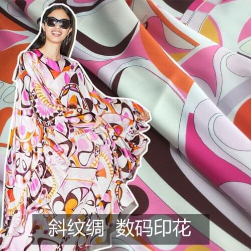 Skirt pants fabric spring and summer new abstract pattern digital printing fashion fabric polyester stretch satin and twill