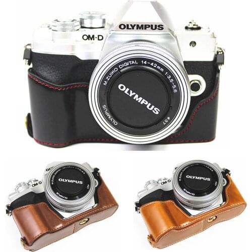 Pu Leather Camera Bag Bottom Protective Half Body Cover Base For Olympus OMD EM10 IV EM10 Mark IV 4