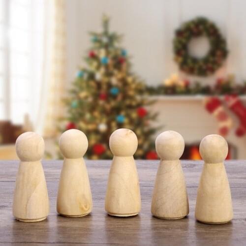 10PCS Wooden Peg Dolls DIY Craft Handmade Blank Female Male Unpainted Figures Bodies Decorations gift Children Kids