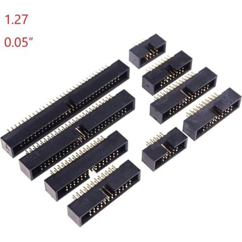 100 Pcs 1.27 mm x 12.7 IDC Box header Male dual row Through Hole Shrouded PCB 6 8 10 12 14 16 20 24 30 34 40 44 50 60 68 80 Pin