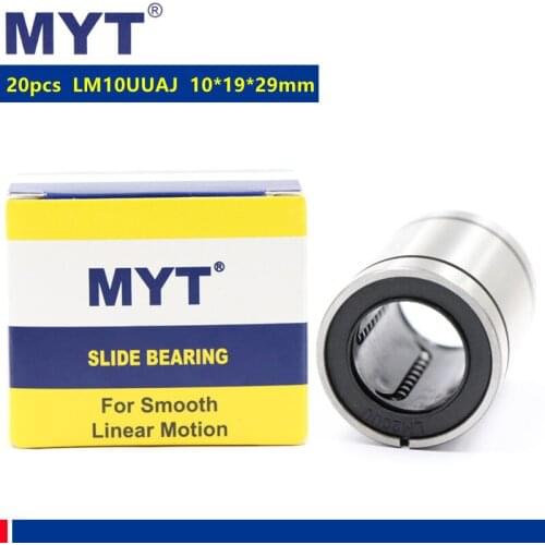 20pcs MYT high precision LM10UUAJ 10*19*29mm Adjustable AJ type linear motion bearing bushing for 10mm CNC shaft Parts LM10UU-AJ