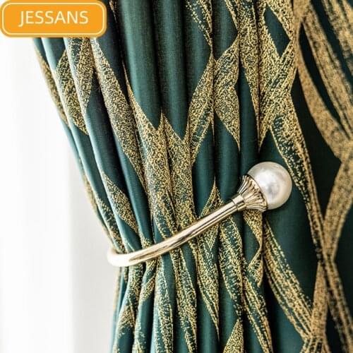 2021 Modern Light Luxury Silk Jacquard Curtains for Living Room Bedroom Simple Atmospheric High-End Customization High Shading