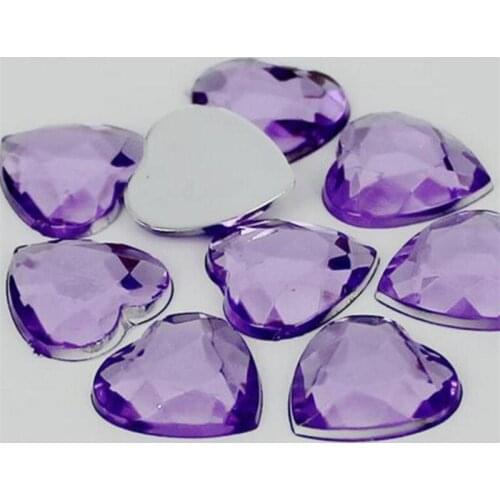 4-30MM DIY Bling Lt Purple Color Heart Shape Acrylic Rhinestones Flatback Acrylic Stones no Glue for Hand Craft Arts Decoration