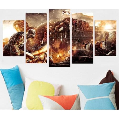 5 Panel Canvas Art Wall Decor Animation There is A Giant Demolishing The Palace Poster Nordic Decoration Home Bedroom Pictures
