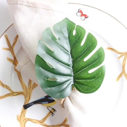6Pcs/Set Napkin Buckle Delicate Wide Application PP Green Turtle Leaf napkin rings for Banquet