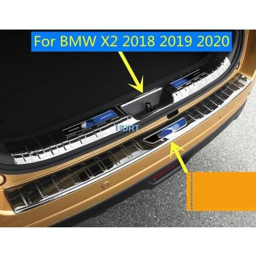 Car accessories For BMW X2 2018 2019 2020 2PCS Stainless Steel Rear Inner Trunk Boot Bumper Guard Plate Protector Molding Trim