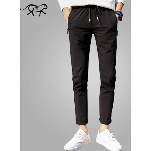 New Brand Pants Men Fashion Casual Slim Fit Straight Long Pencil Trousers Cotton Solid Spring Elastic Male Pant Plus Size 4XL