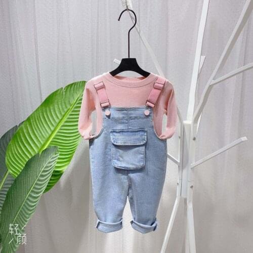 Suspender pants baby Jeans Girls 2021 new spring childrens overalls girl baby casual pants toddler pants