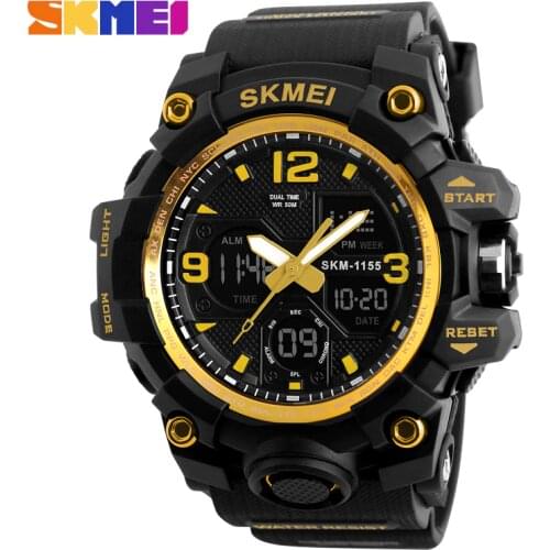 Men Sports Watches SKMEI Brand Digital LED Black Shock Swim Quartz Rubber Wristwatches Waterproof Clock Relogio Masculino 1155B