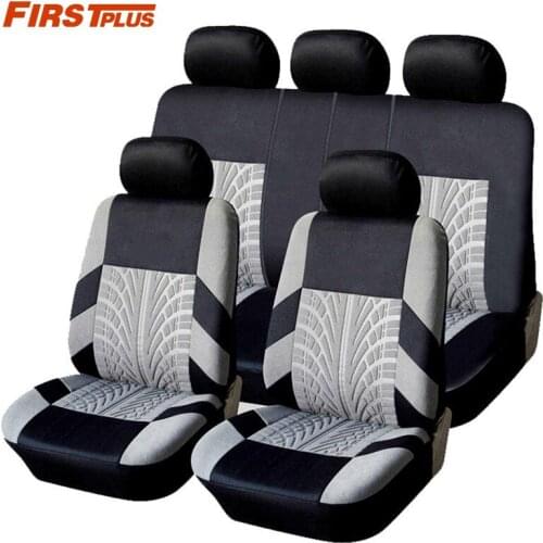 Embroidery Car Seat Covers Set Universal Fit Most Cars Covers with Tire Track Detail Styling Car Seat Protector