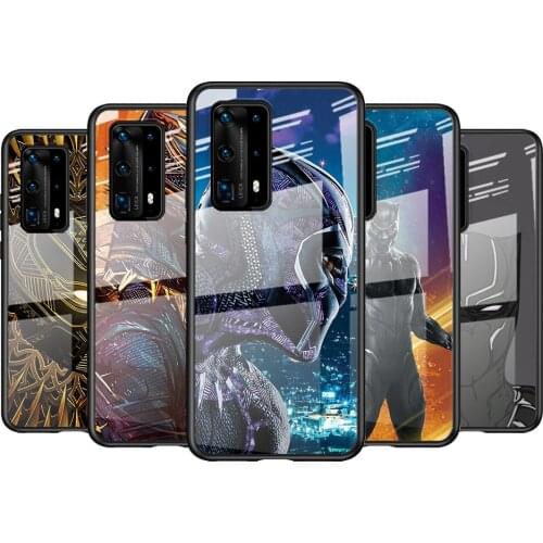 Tempered Glass Cover Marvel Avengers Black Panther For Huawei P40 P30 P20 P10 Pro Plus Lite 5G 2019 Shockproof Shell Phone Case