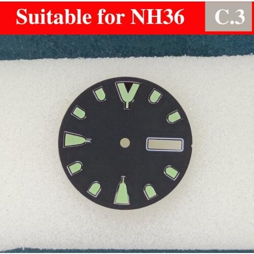 NH36 28.5mm Dial Sterile Laser Pure Color Dial Super Luminous Suitable For NH36 Movement 3 o'clock Date