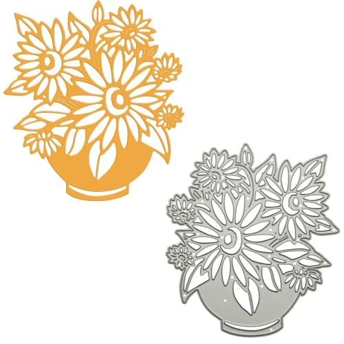 Flower Pattern Metal Cutting Dies For Scrapbooking Large Size Chrysanthemum Potting Clipart Craft Paper Cutter Mold