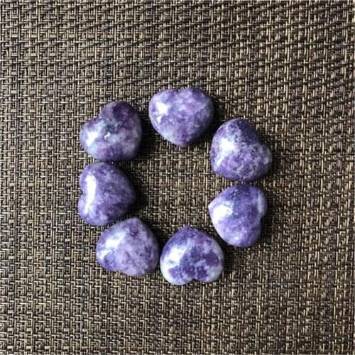 Purple Lepidolite Heart Shaped Crystals Healing Stones Natural Carved For Home Decoration
