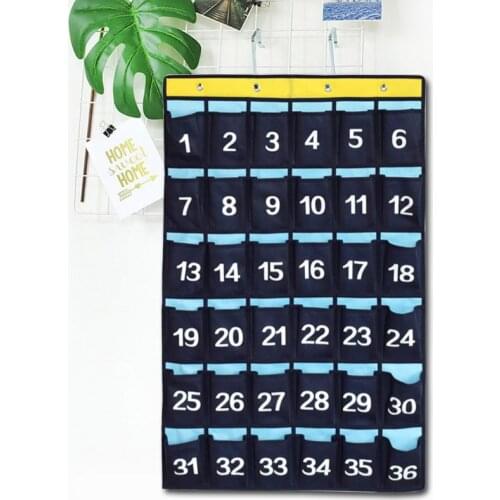 36 Pockets Numbered Organizer Classroom Pocket Chart for Cell Phones Calculators Holders