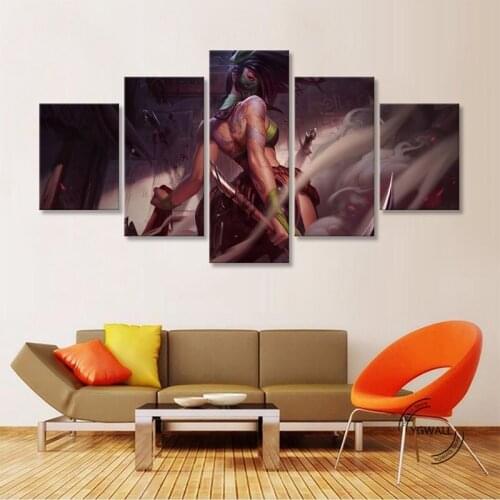 Akali League Legends Canvas Printed Picture Wall Art 5 Pcs Paintings Modern Style Home Decoration Living Room Poster