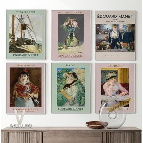 Edouard Manet Museum Poster Graceful Girl Art Prints High Quality Canvas Painting Vase Illustration Retro Wall Stickers Decor