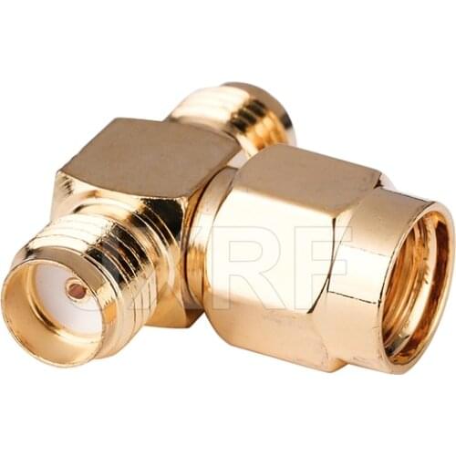 JXRF Coaxial Adapter 2 way Type T RP-SMA Male to Dual SMA Female Jack Connector Splitter Antenna Converter