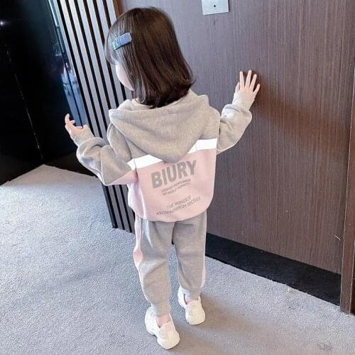 Spring and Autumn Girl Clothes Set 2021 New Childrens Sportswear Casual 2-piece Baby Jacket + Pants Set