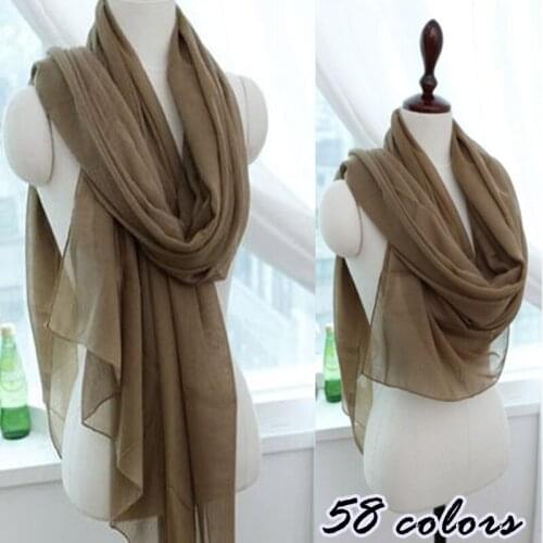 Hot sale voile essential scarves Women Plain Maxi Hijab muslim scarf soft Soild color essential shawl fashion foulard 58 color