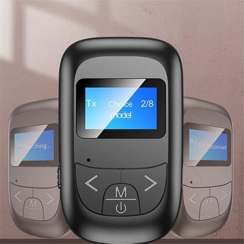 Mini T4 Bluetooth 5.0 Wireless Adapter 2-in-1 Bluetooth Audio Adapter with LCD Display Transmitter Receiver for TV/Earphone