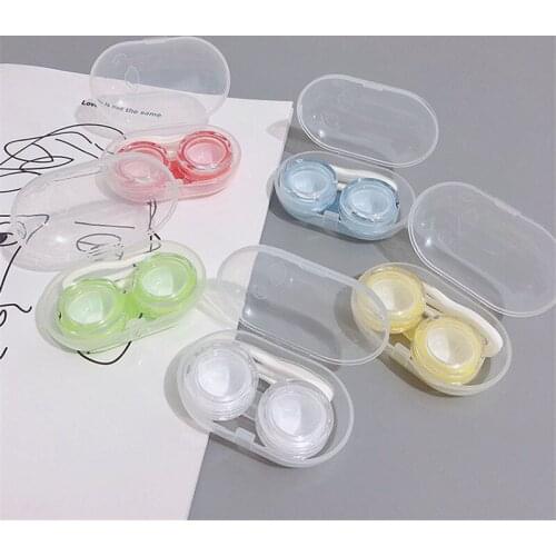 Minimalist transparent candy color contact lens case Box random color beauty lens case contact lens travel storage box