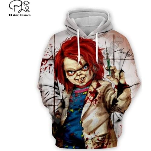 Men Halloween terror blood Childs play Chucky 3d print Hoodies unisex Sweatshirts casual zipper pullover tracksuit t shirts