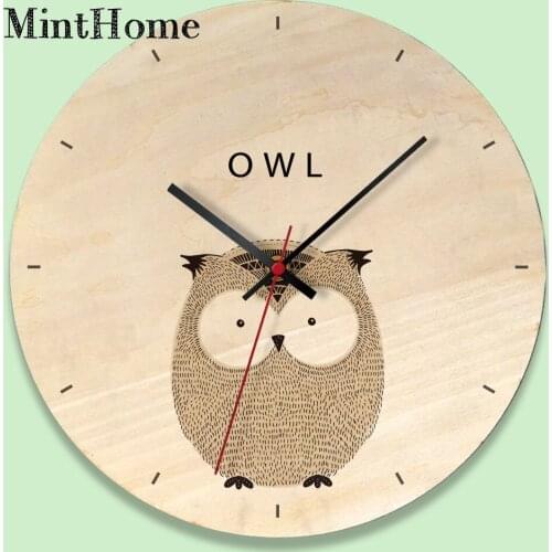 New Wooden Wall Clock European-style Living Room Wooden Printing Wall Clock Creative Clock Wall Decorations Living Room