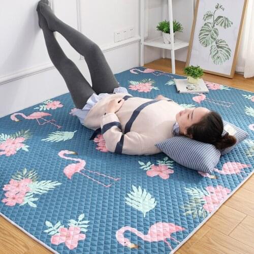 New Nordic Flamingo Printed Pure Cotton Carpet ChildrenS Baby Crawling Mat Bedroom Living Room Tea Table Tatami Mat Carpet