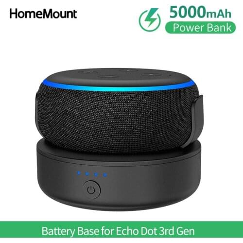 HomeMount Original Battery Base For Alexa Echo Dot 3rd Gen Smart Speaker Docking Station Rechargable Battery with 9 Hours Play
