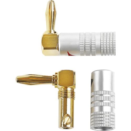 For connector right-angle 4mm banana plug for video 24K gold-plated speaker copper adapter positive and negative
