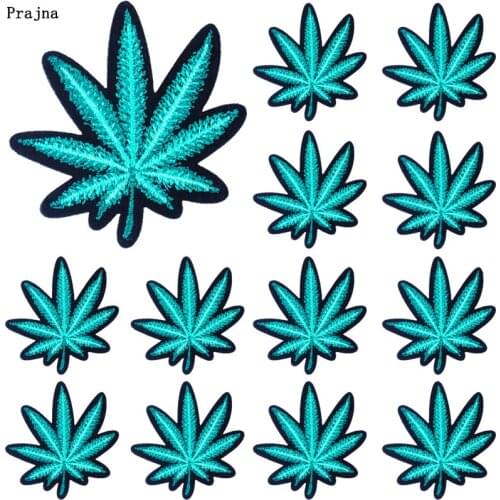 Prajna 10 PCS Wholesale Patch Leaf Patches On Clothes Iron On Embroiderd Patches For Clothing Sticker Cheap Applique Clothes DIY