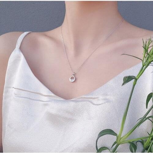 S925 3Pcs/Lot A half circle of clear spring water temperament clavicle chain female tide light luxury Fashion Necklaces