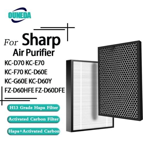 For Sharp FZ-D60HFE FZ-D60DFE (FZ-G60DFE) Replacement Air Purifier HEPA & Deodorizing Filter for KC-D60E KCG60LW