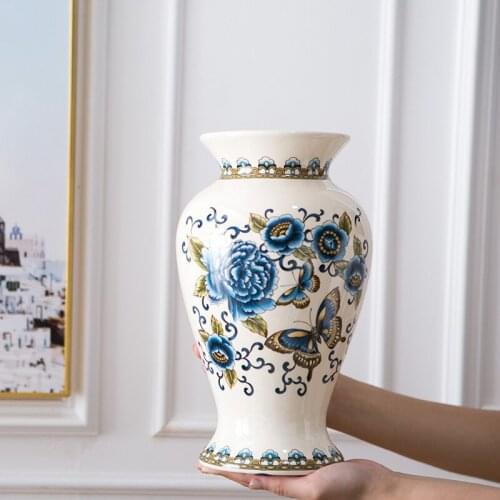 Modern Home Decor Ceramic Flower Vases For Homes Antique Traditional Chinese Blue And White Porcelain Vase