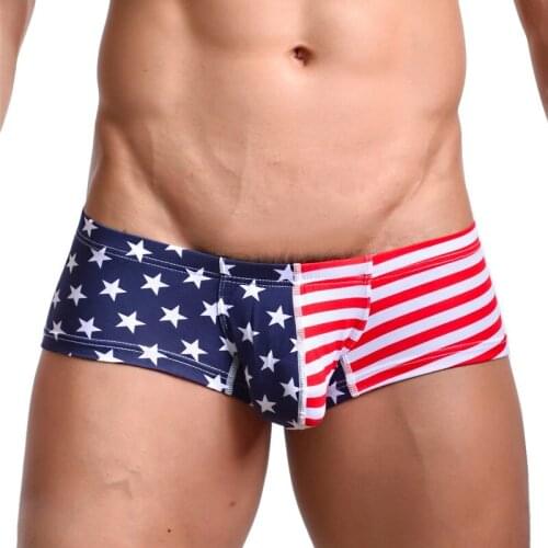 American Flag Print Underwear For Men Shorts Cool Breathable Sexy Boxer Boys Underpants Penis Pouch Underwear Male Sexy Boxer