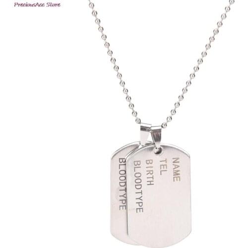 Unique Designer Stainless Bead Steel Pendant Necklace Jewelry Accessories Mens Nameplate Military Army Style Dog Tags Chain